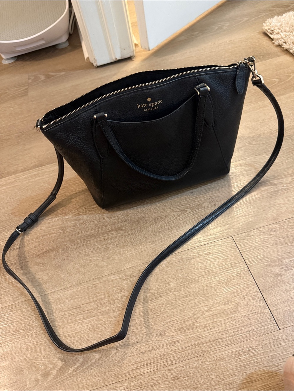 kate spade Black Pebbled Leather Crossbody Satchel